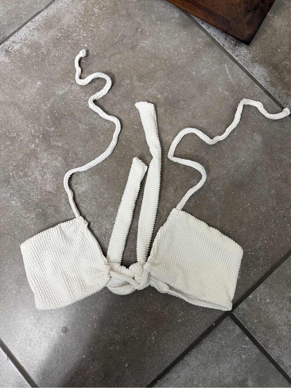Somerfield Swim White Smocked Triangle Bikini Top